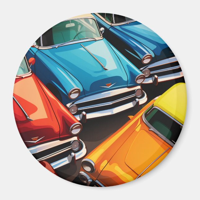 Aimant Vintage Cars Pattern (Devant)