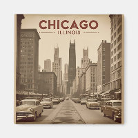 Vintage Chicago Illinois City Skyline Retro Travel