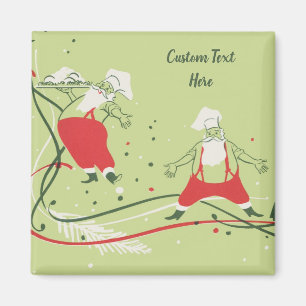 Aimant Vintage Christmas, Chef du Père Noël avec Dîner