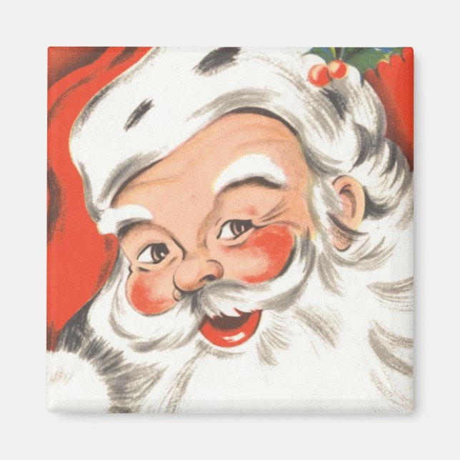 Aimant Vintage Christmas, Jolly Santa Claus with Smile (Devant)