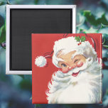 Aimant Vintage Christmas, Jolly Winking Santa Claus<br><div class="desc">Vintage illustration Christmas holiday design featuring a happy,  jolly Santa Claus wearing a hat and winking as if he has a secret. Ho,  ho,  ho,  Merry Christmas!</div>