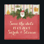 Aimant Vintage Christmas Père Noël Enregistrer la date<br><div class="desc">Romantique Enregistrer la date Magnet Enregistrer la date avec ce bel et élégant aimant.</div>