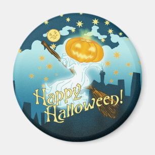 Aimant Vintage Citrouille Halloween Ghost