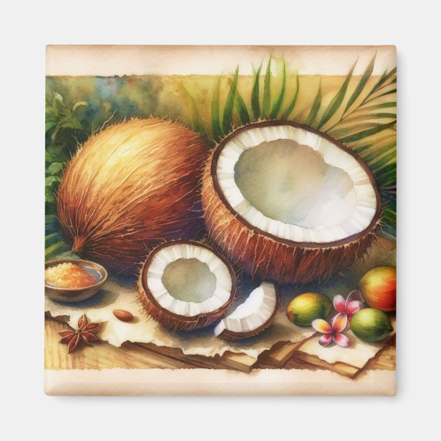 Aimant Vintage Coconut Tropical (Devant)