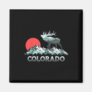 Aimant Vintage Colorado Chasseur d'Elk Conservation Retro