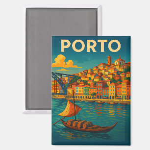 Aimant Vintage Coloré Porto Portugal Voyage