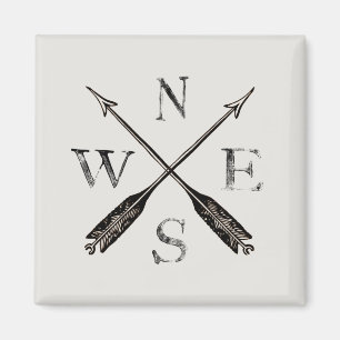 Aimant Vintage Compass Rustique Nord Sud-Est Ouest