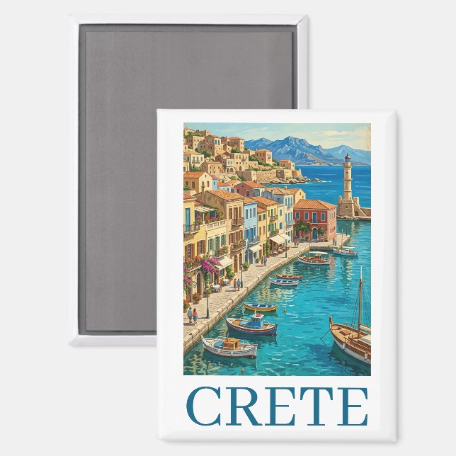 Aimant Vintage Crete Greece Mediterranean Travel Scenery (Recto/Verso)