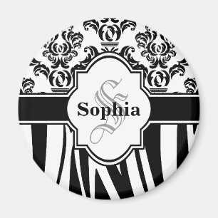 Aimant Vintage Damask Cool Zebra Stripes