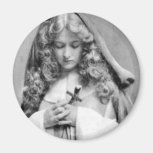 Aimant Vintage Dame Avec Croix (Devant)