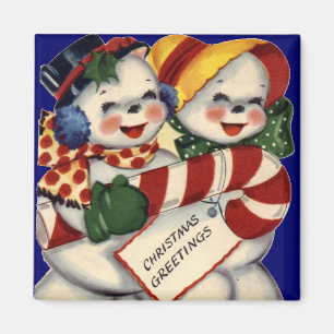 Aimant vintage de Noël de KRW Snowcouple