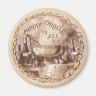 Aimant vintage de sépia de dîner de Joyeux Noël