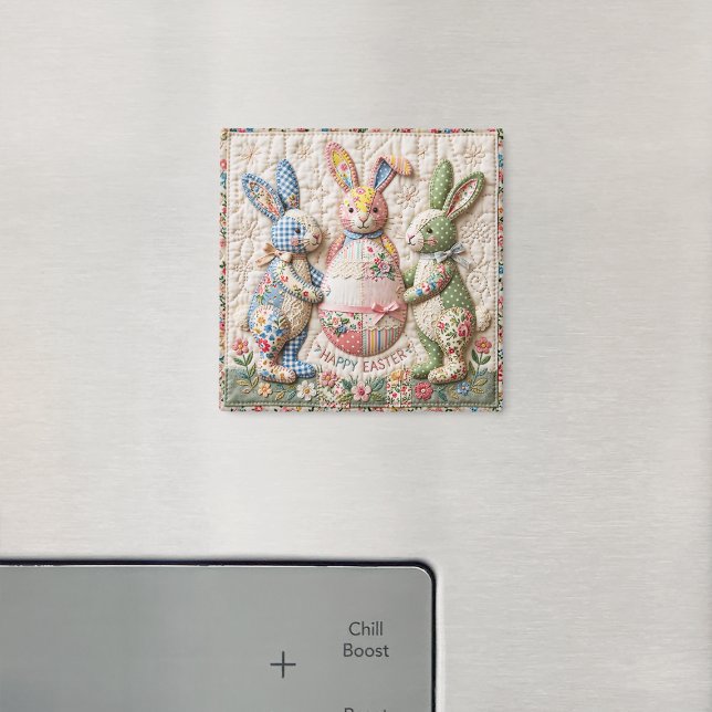 Aimant Vintage Easter Bunny Quilted Style Print (Créateur téléchargé)