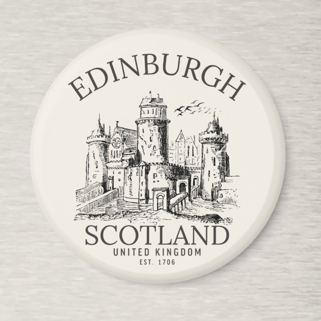 Aimant Vintage Edinburgh | Castle Retro Design (Créateur téléchargé)