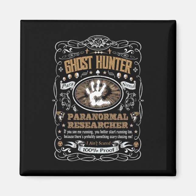 Aimant Vintage Étiquette Whiskey Ghost Hunter (Devant)