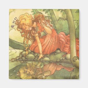 Aimant Vintage Fairy Tale, Frog Prince Princesse par Pond