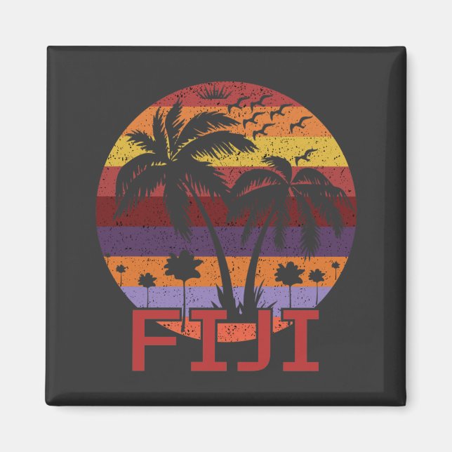 Aimant Vintage Fiji Summer Beach Travel (Devant)