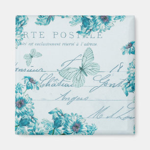 Aimant vintage floral français avec les fleurs