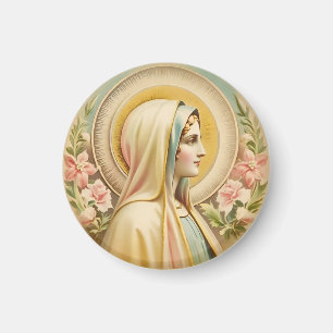 Aimant Vintage Floral Vierge Marie Magnet, catholique