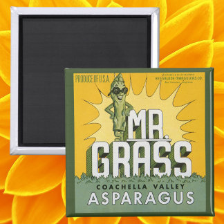 Aimant Vintage Fruit Crate Étiquette Art M. Grass Asparag