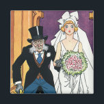 Aimant Vintage Funny Wedding, May December Romance<br><div class="desc">Vintage illustration funny humorous wedding image featuring an older gentleman marrying a young woman in this May December romance. A silly love affair! Wedding humor,  LOL!</div>