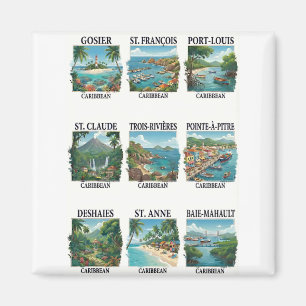 Aimant Vintage Guadeloupe Caribbean Cities Travel