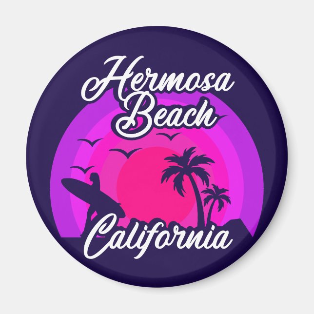 Aimant Vintage Hermosa Beach Californie (Devant)