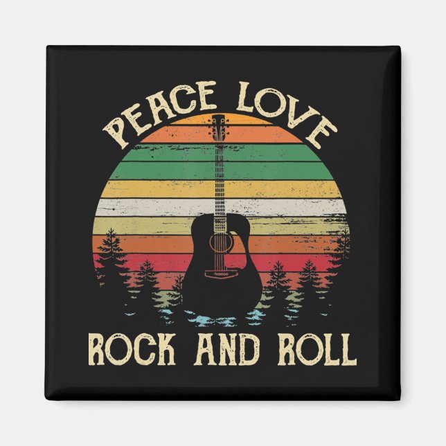 Aimant Vintage Hippie Van Flower Bus Peace Love (Devant)
