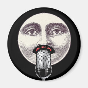 Aimant Vintage homme dans la lune plein visage microphone