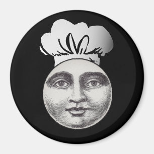 Aimant Vintage homme dans la lune pleine face chef casque