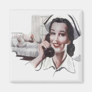 Aimant Vintage Hospital Ward Nurse on téléphone