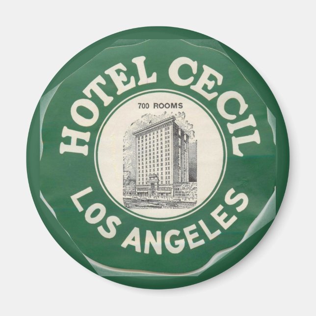 Aimant Vintage Hotel Cecil, Los Angeles, CA (Devant)