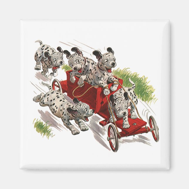 Aimant Vintage Humour mignon Chiens de chiot dalmate Cami (Devant)