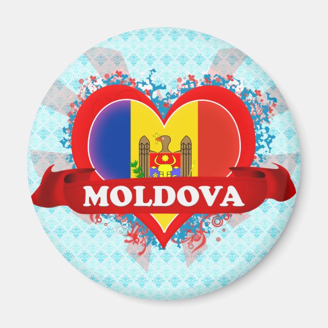 Aimant Vintage I Love Moldova (Devant)