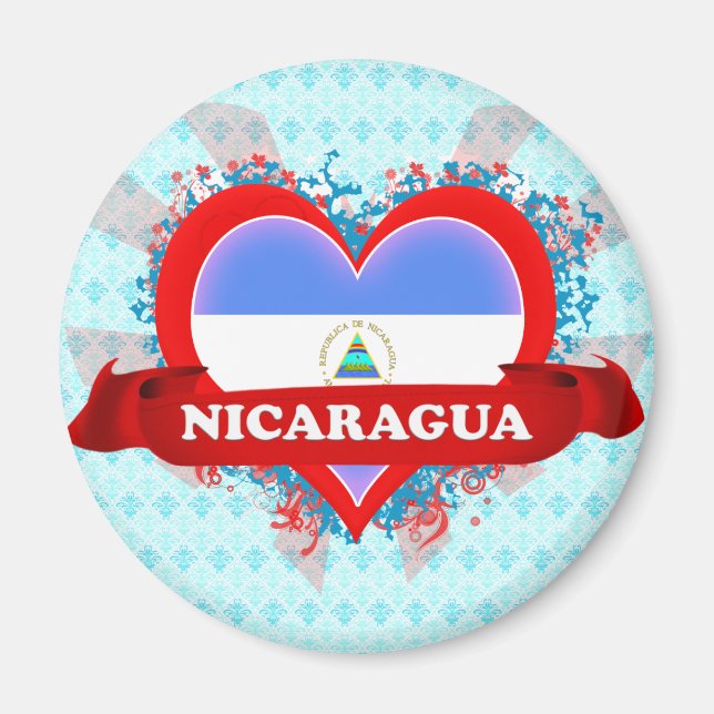 Aimant Vintage I Love Nicaragua (Devant)