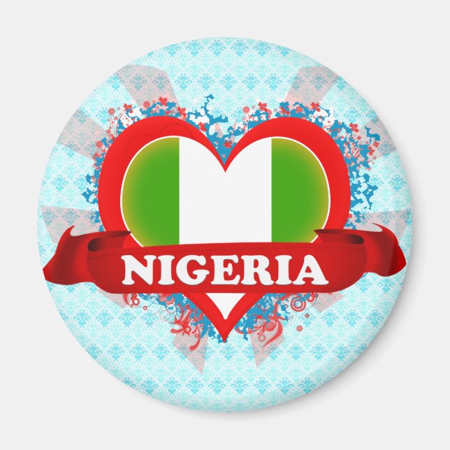 Aimant Vintage I Love Nigeria (Devant)