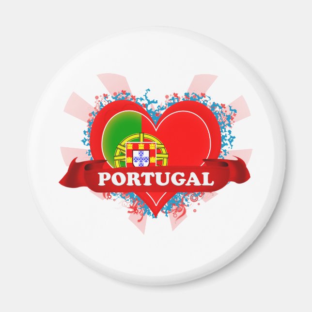 Aimant Vintage I Love Portugal (Devant)