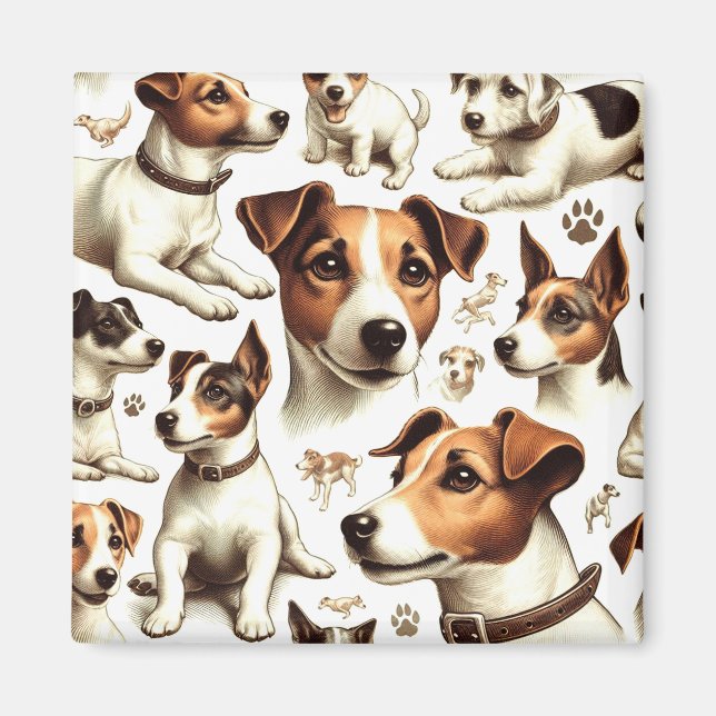 Aimant Vintage Jack Russell Terrier sans fil (Devant)