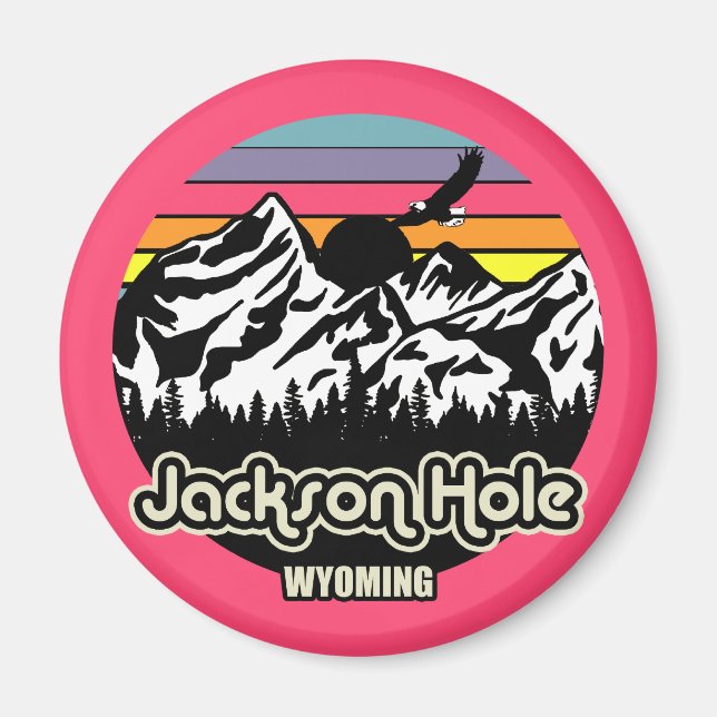 Aimant Vintage Jackson Hole Wyoming (Devant)