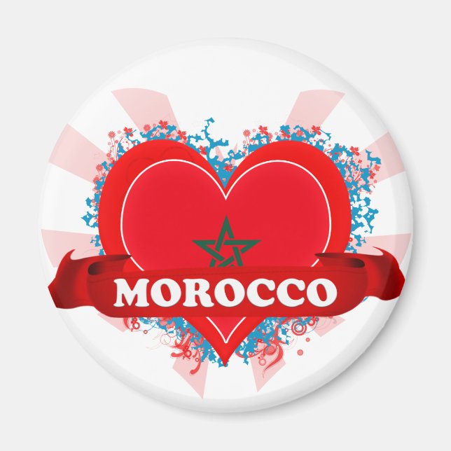 Aimant Vintage J'aime le Maroc (Devant)