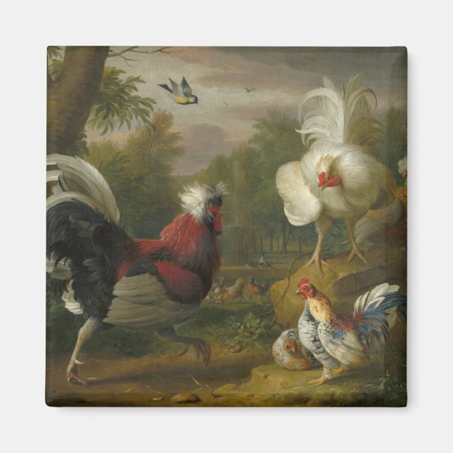 Aimant Vintage Jakob Bogdani Les Cockrels combattent (Devant)