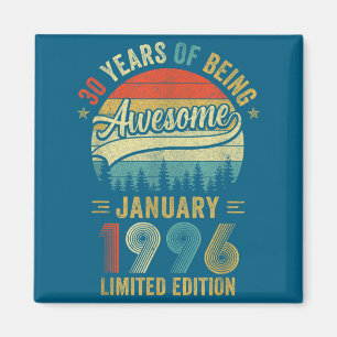 Aimant Vintage janvier 1996 Ancien 30e anniversaire Homme