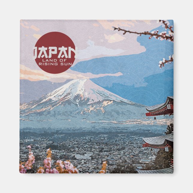 Aimant Vintage Japon Mt Fuji Travel (Devant)
