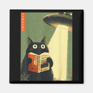 Aimant Vintage japonais chat amateurs de livres ovni alie
