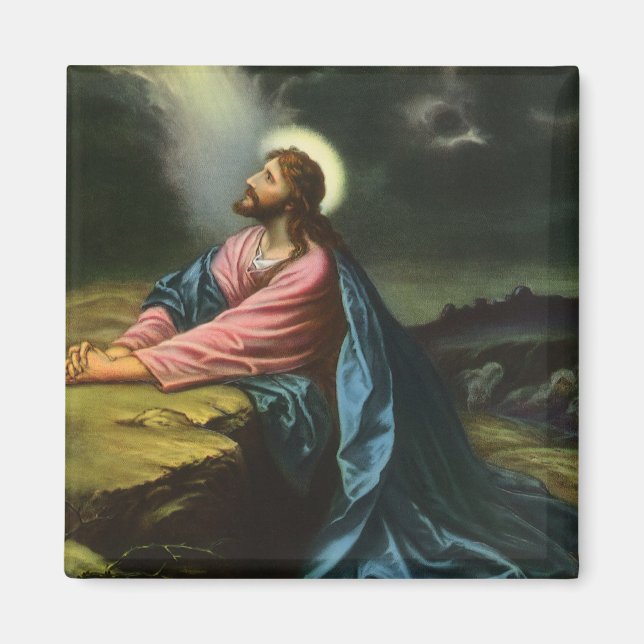 Aimant Vintage Jésus Christ prier, Jardin de Gethsémani (Devant)