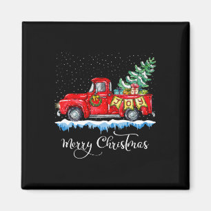 Aimant Vintage Joyeux Camion rouge de Noël Vieux mode Ch