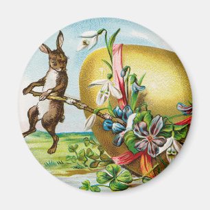 Aimant Vintage Joyeux lapin de Pâques OEufs de Pâques
