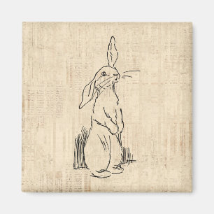 Aimant Vintage lapin lapin lapin Art Script Arrière - pla