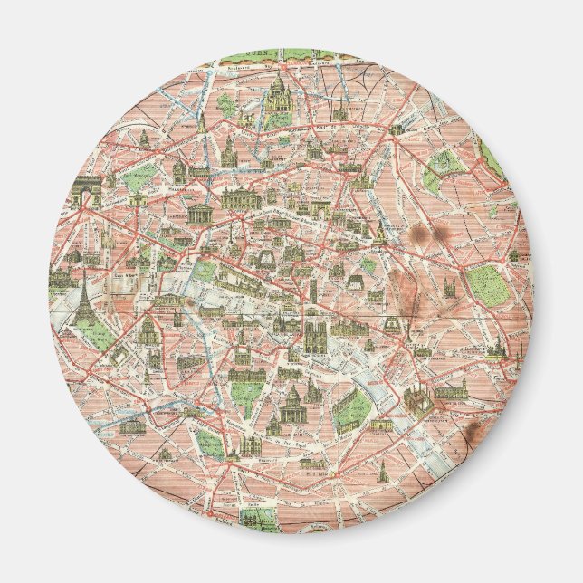 Aimant Vintage map of Paris (Devant)