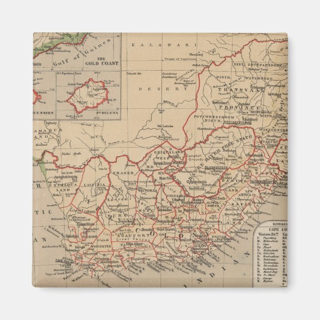 Aimant Vintage Map of South Africa (1880) (Devant)